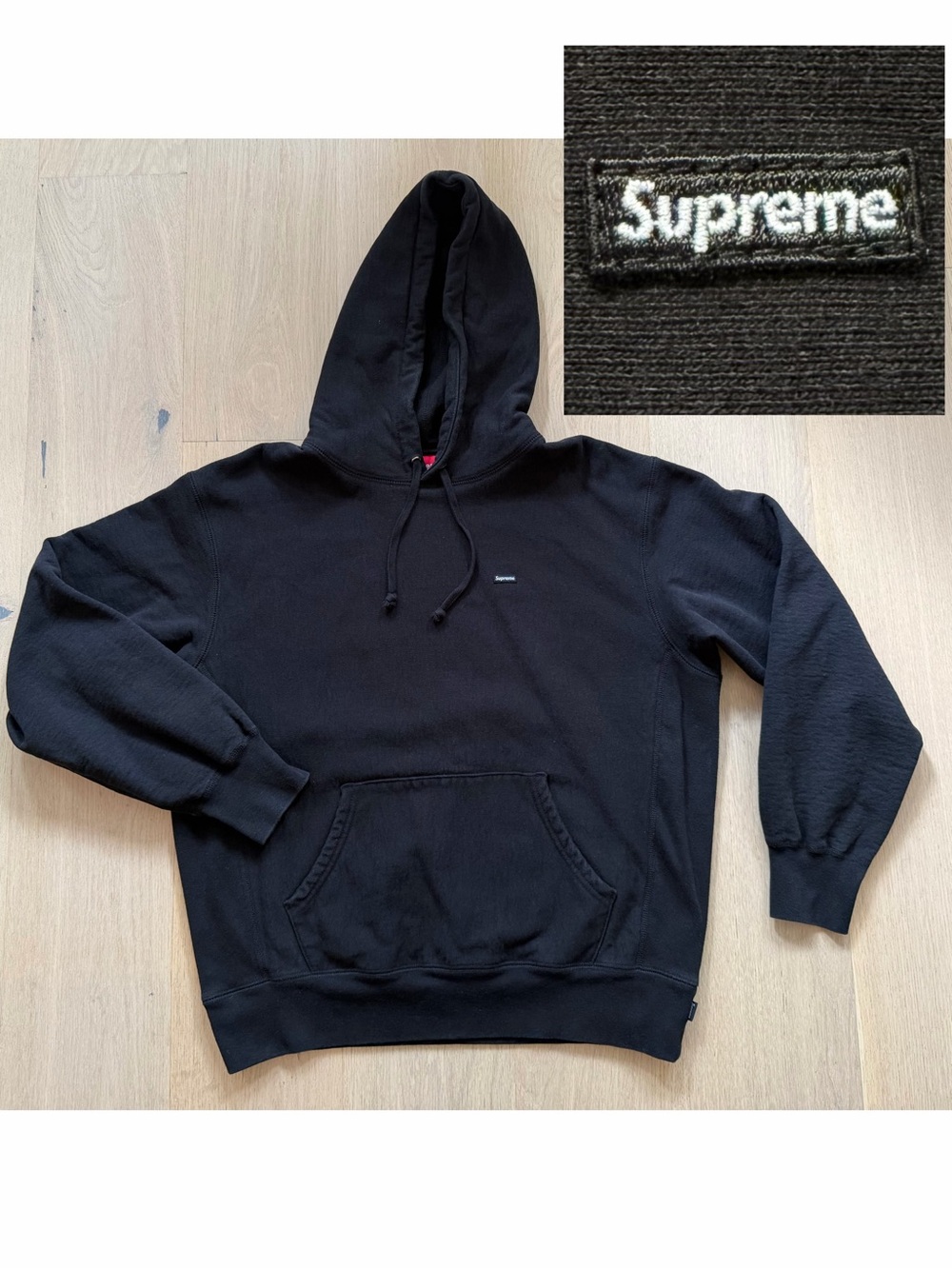 Unisex Supreme Black Small Box Logo Pullover Hoodie Size Medium | Like new